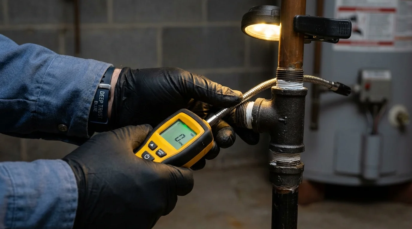 Gas leak detection with electronic sniffer by Johns Plumbing LLC in Glide