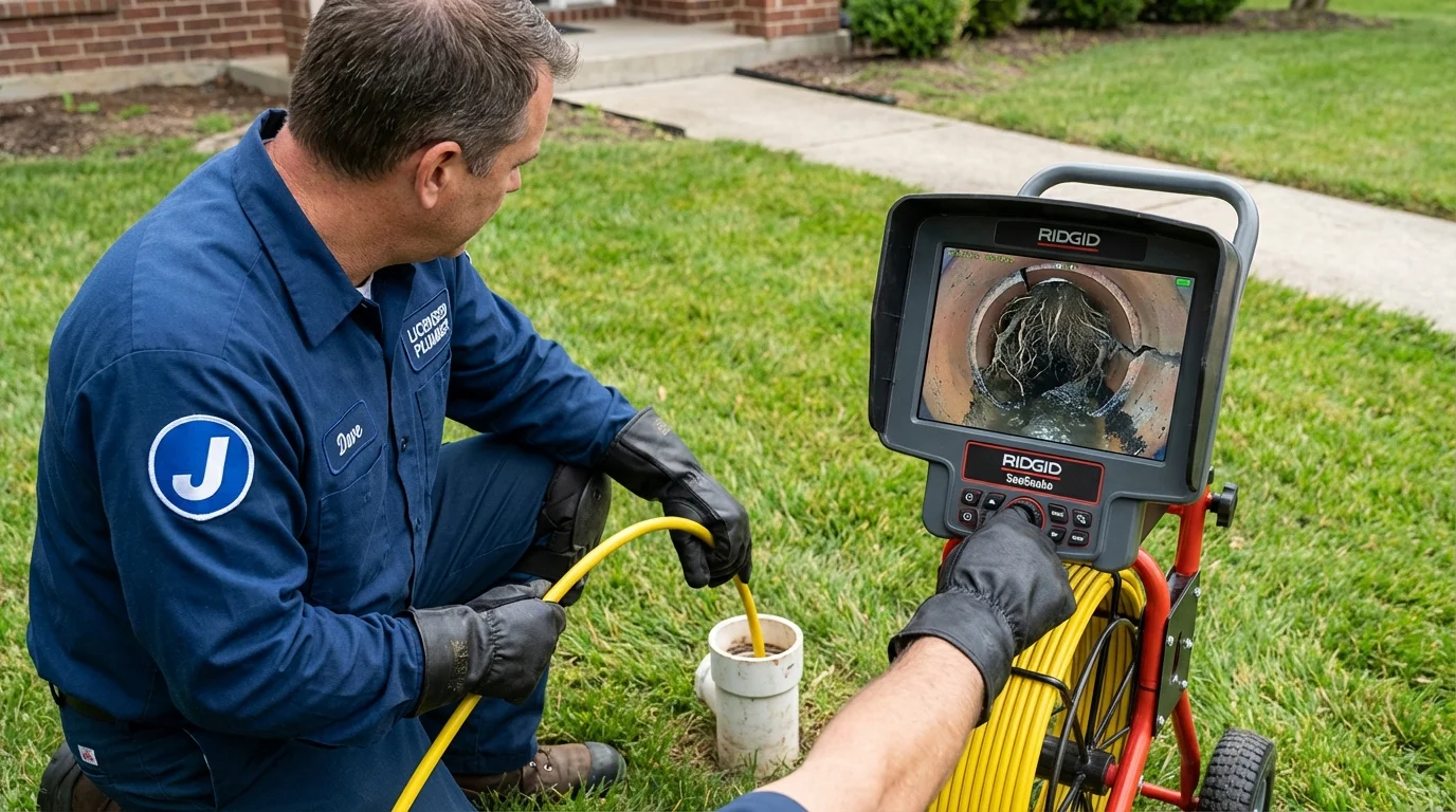 Sewer camera inspection being performed by Johns Plumbing LLC in Glide
