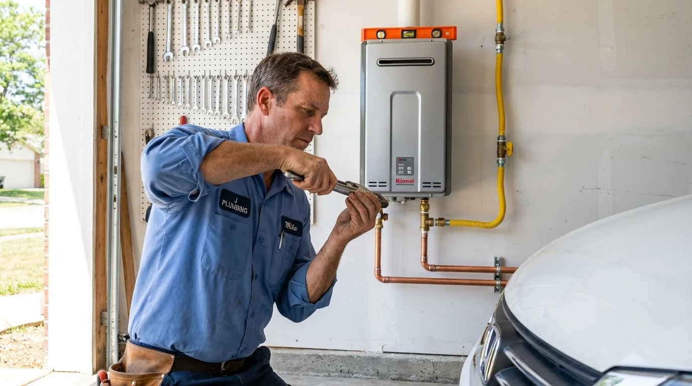 Tankless water heater installation by a Johns Plumbing LLC plumber in Glide