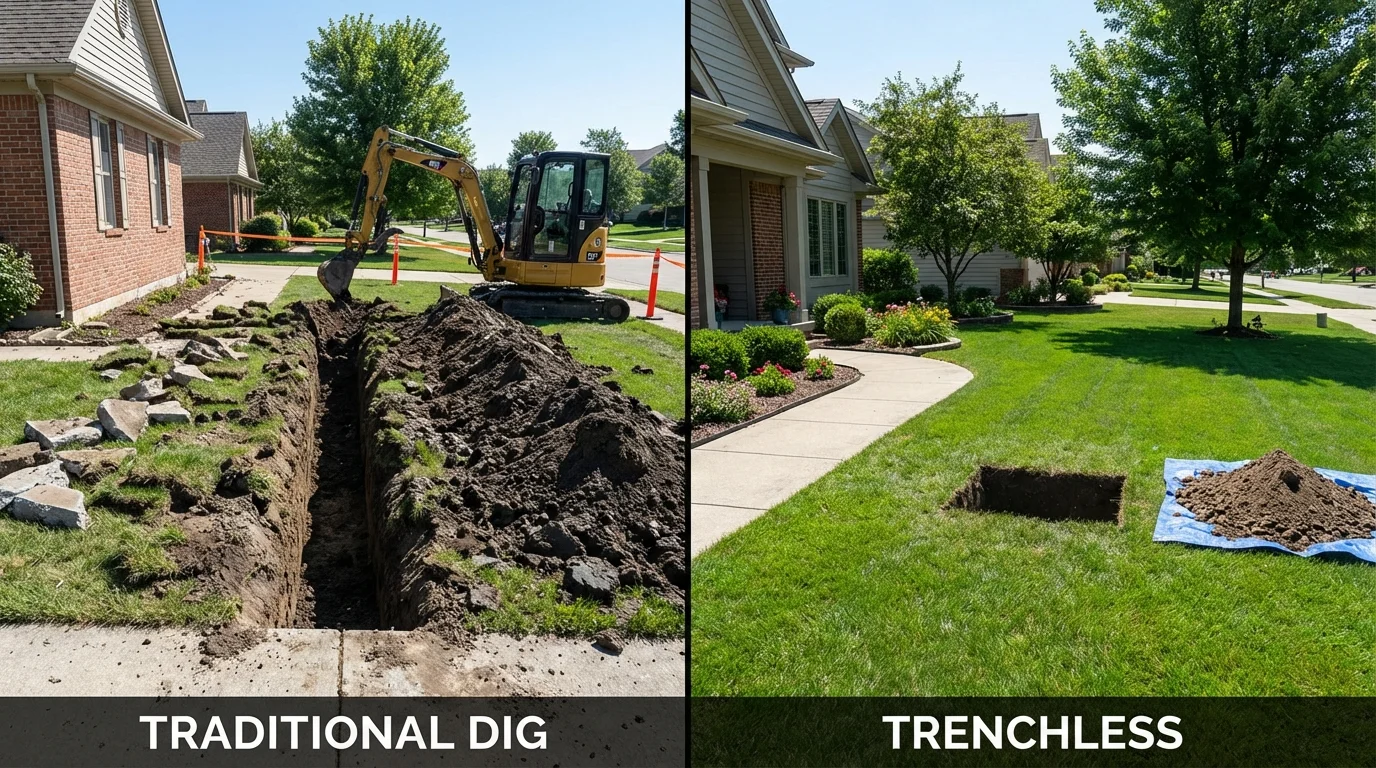 Trenchless sewer repair with minimal yard damage versus traditional excavation in Glide, OR